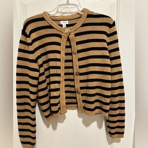 J. Crew Black and Tan Striped Cardigan